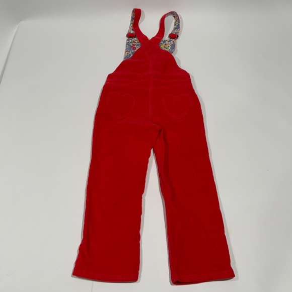Mini Boden Red Overalls with Pink Heart Patches - Picture 4 of 5
